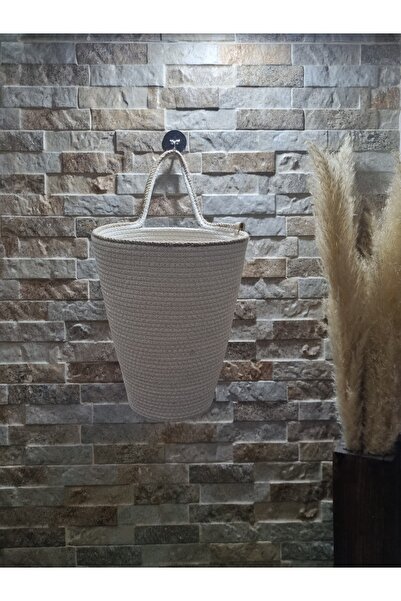 EGE ÖRGÜM Poşetlik Ekru Renk Dekorarif Poşet Düzenleyici Organizer 30x17 Cm