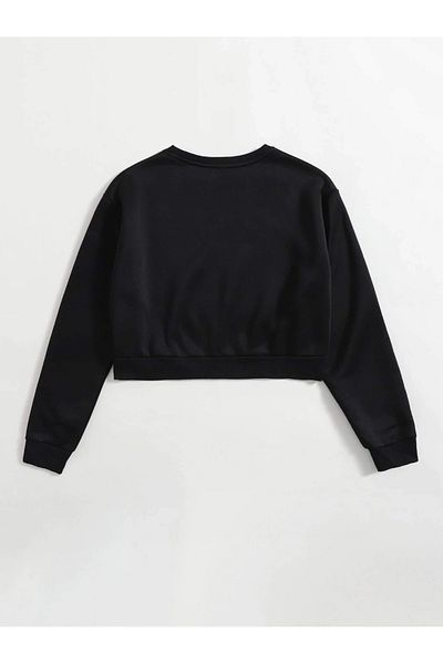 Ginevra Hanorac oversize pentru damă, crop de bază, cu fleece în interior