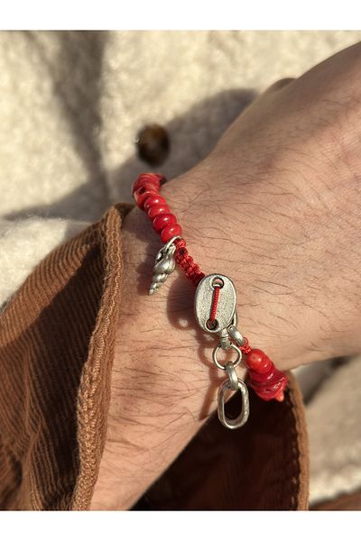 CAPO by Aytaç Yamaç Miletus Red Coral Unisex Natural Stone Bracelet
