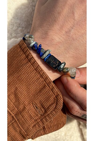 CAPO by Aytaç Yamaç Libra Unisex Bracelet - Anchor Lapis Lazuli Natural Stone, Libra Zodiac Sign Bracelet