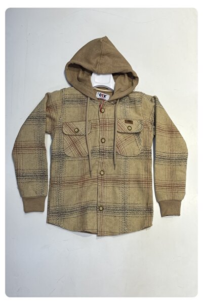 özk kids LİMİ kapüşonlu kolları lastikli oduncu gömlek ceket