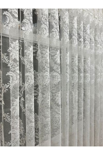 FİENS OTTOMAN PATTERN BROKEN WHITE TULLE CURTAIN IRON WANTLESS THIN LIGHT 1/3 BLACK BATTERY