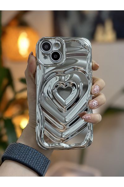 Go Aksesuar حافظة سيليكون لامعة ثلاثية الأبعاد متوافقة مع هاتف Iphone 13 و14