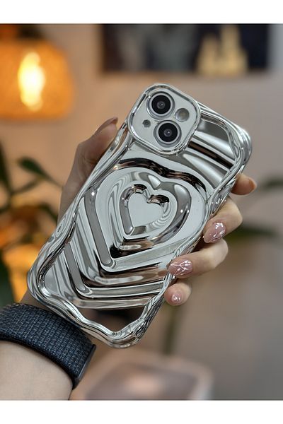 Go Aksesuar حافظة سيليكون لامعة ثلاثية الأبعاد متوافقة مع هاتف Iphone 14 Plus و15 Plus