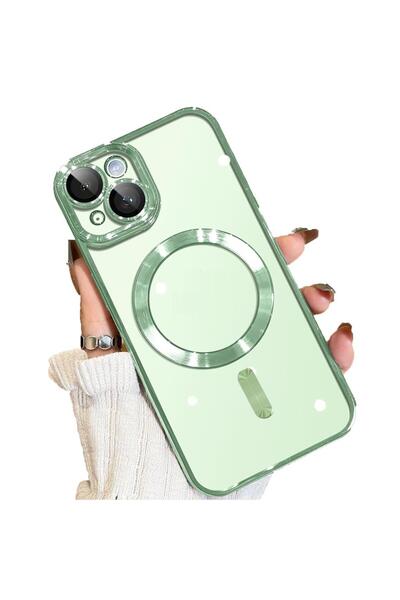 UnDePlus Apple iPhone 15 Kılıf Magsafe Kamera Lensli Korumalı Şeffaf Silikon ...