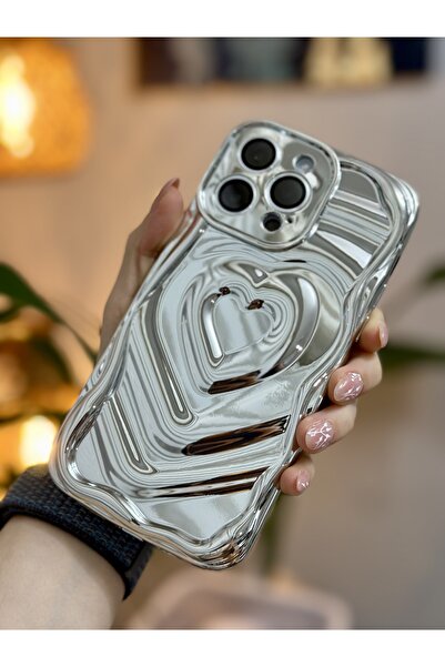 Go Aksesuar Iphone 14 pro Compatible 3d Platinum Embossing Glossy Silicone Case