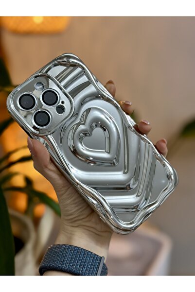 Go Aksesuar Iphone 14 pro Compatible 3d Platinum Embossing Glossy Silicone Case