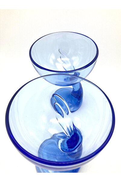 MADAME LUDA Bormioli Mavi 6 Adet 350 ML. Cam Magnolia Cup-Dondurma-Profiterol-Sütlü Tatlı Bardak Kase.