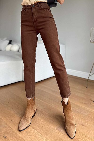 Butik Gardrop Кафяви дънки Topshop с висока талия от ликра за мамчета