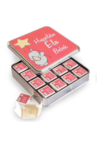 Hacı Şerif حلوى الطفلة (32 قطعة من حلقوم اللكميرا الرقيقة) صندوق معدني