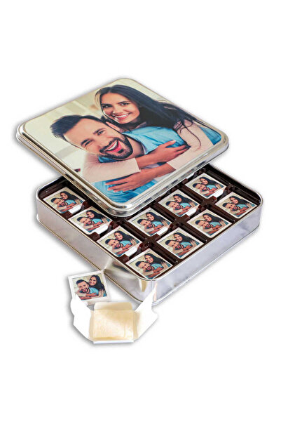 Hacı Şerif هدية حلقوم تركي مع صورتك الخاصة (صندوق معدني - 16 قطعة)