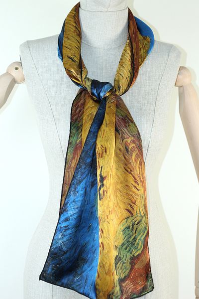 Nomads Felt 100% Silk Scarf| 32x160cm| Van Gogh Wheatfield with Crows| Nomads Felt