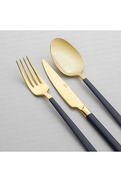 Nehir Dalyan Gold Navy Blue Mother of Pearl 36 Piece Boxed Cutlery Set