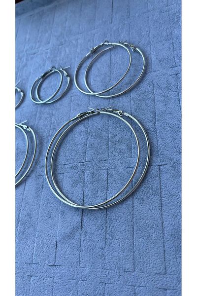 Sepetten Eve 5-Piece Hoop Earrings Silver Color Set Look-GHLB59601