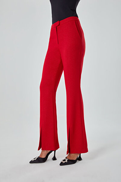 Mizalle Glitter Printed Red Woven Trousers