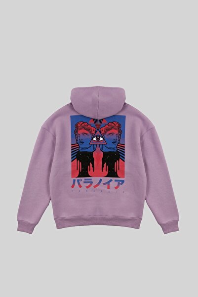 Sokak Butik Hanorac oversize unisex cu glugă, imprimat pe spate Paranoia