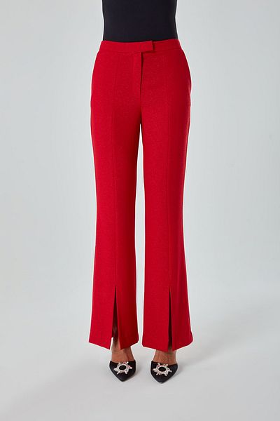 Mizalle Glitter Printed Red Woven Trousers