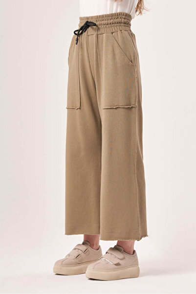 Mizalle Wide Leg Knitted Green Trousers