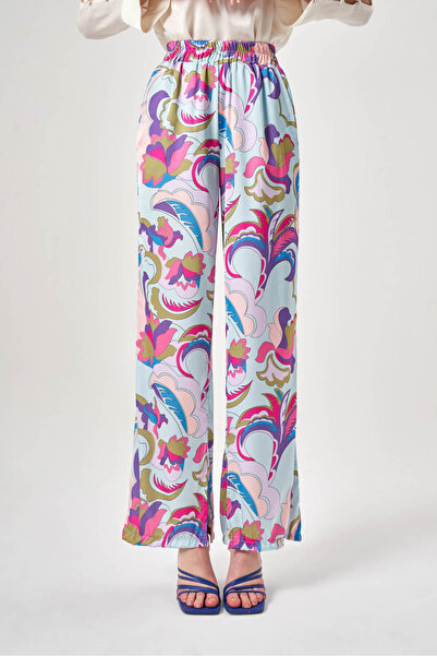 Mizalle Patterned Wide Leg Lilac Trousers