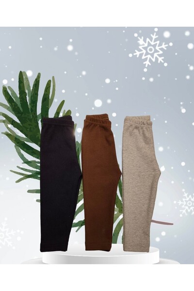 Berat moda Esnek Fitilli Kız - Çocuk 3lü mevsimlik Taytı