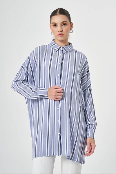 Mizalle Comfortable Indigo Shirt