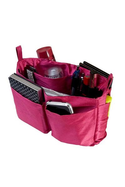 Bakras Fuchsia Pink Silk Slub - Organizer Bag, Gloria S/M 22Cmx16Cm
