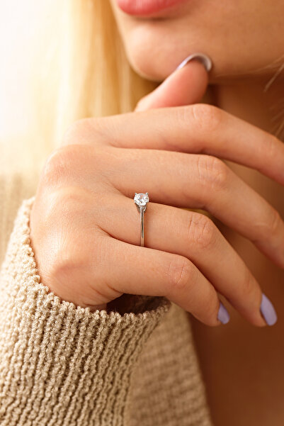 MySilvers Gümüş Prenses Modeli Tektaş Yüzük