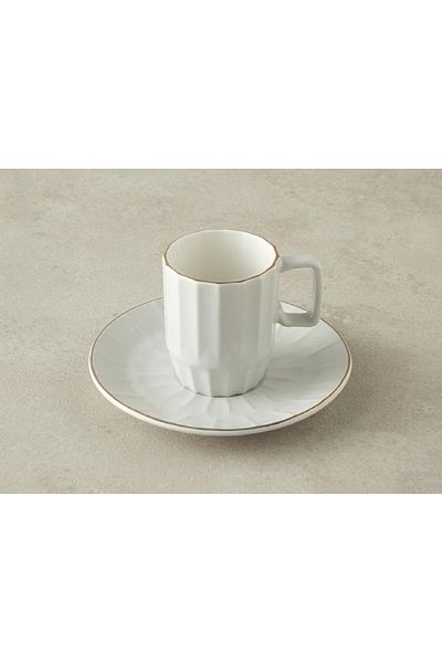 English Home Angely New Bone China 4 Pieces Coffee Cup Set for 2 Persons Gray