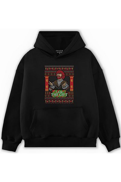 Edizen Πρωτοχρονιάτικο Special I'm The Gift 2024 Oversize Premium 100% βαμβακερό φούτερ με κουκούλα