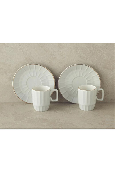 English Home Angely New Bone China 4 Pieces Coffee Cup Set for 2 Persons Gray