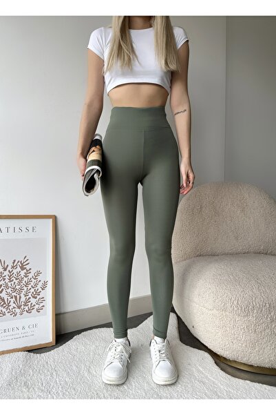 schlank Γυναικείο κολάν με φαρδιά ζώνη με φλις εσωτερικά ράστερ ψηλόμεσο