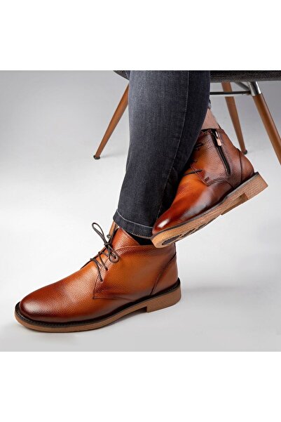 Ducavelli London Hakiki Deri Kaydırmaz Taban Bağcıklı Fermuarlı Chelsea Günlük Bot Siyah