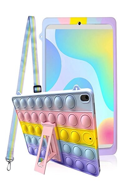 TEKNETSTORE Samsung Galaxy Tab A9 8.7 (2023) Sm-X110 Compatible Popit Stand Children's Case with Strap Pop It Push