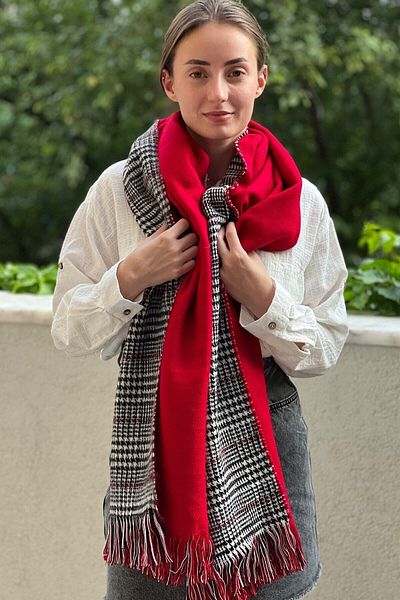 novon Plaid Patterned Wool Textured Double Sided Scarf Shawl