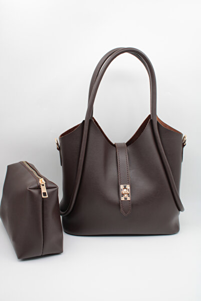 LASSO Geantă interioară maro pentru femei, geantă retro de mână și umăr