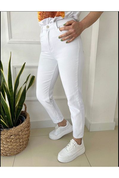 ByCukurovaFrango High Waist Stretchy White Mom Jean - Premium Series 2024