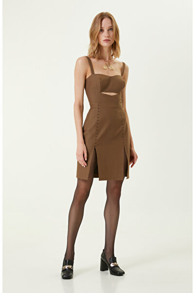Network Olive Askılı Elbise