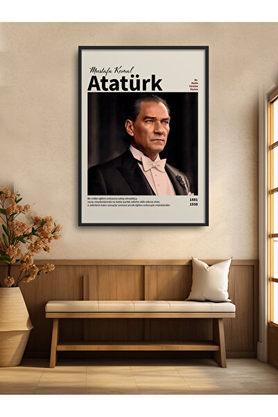 HOMEPACK Tekli Çerçeveli Atatürk Portresi Poster Tablo ATA017
