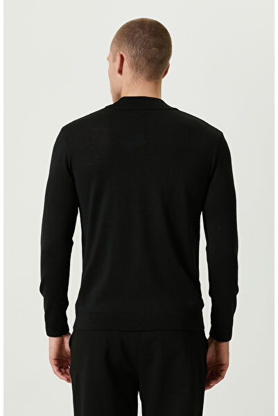 Network Yarım Balıkçı Yaka Siyah Triko Kazak