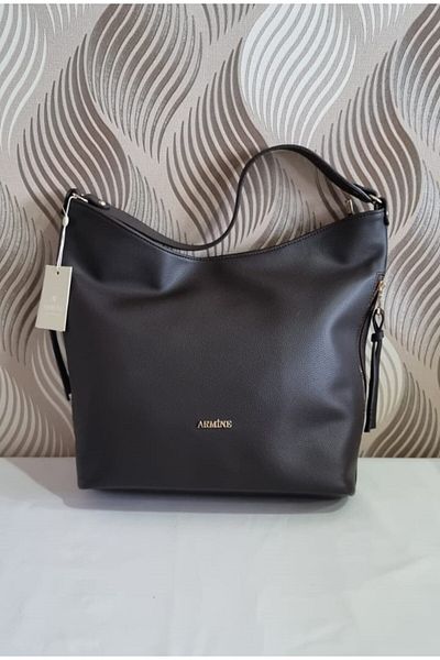 Armine Brown 358 Bitter Brown Shopper Bag Faux Leather Back to School Printed