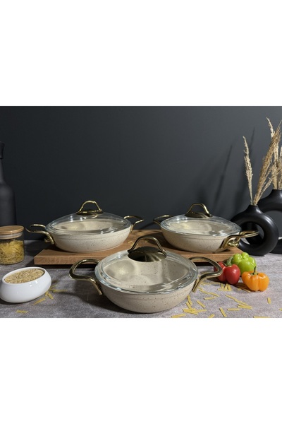 BENA LİFE 6 Piece Fireproof Non-Stick Granite Omelette Set