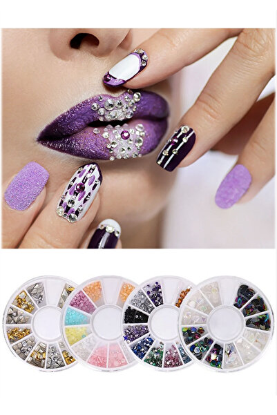 Perissy Tırnak Süsleme Taşı Kolay Uygulanabilir 4'lü Nail Art Tırnak Yüz Süsl...