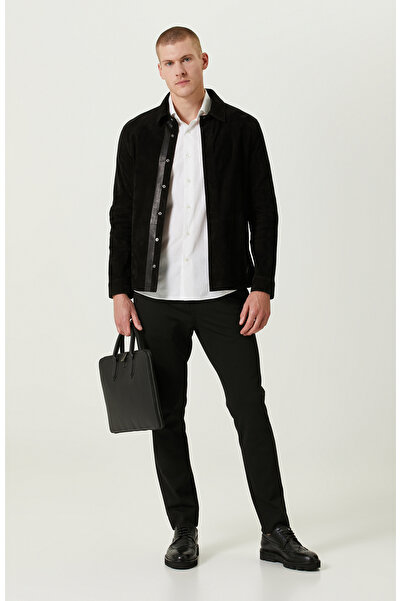 Network Siyah Süet Deri Gömlek