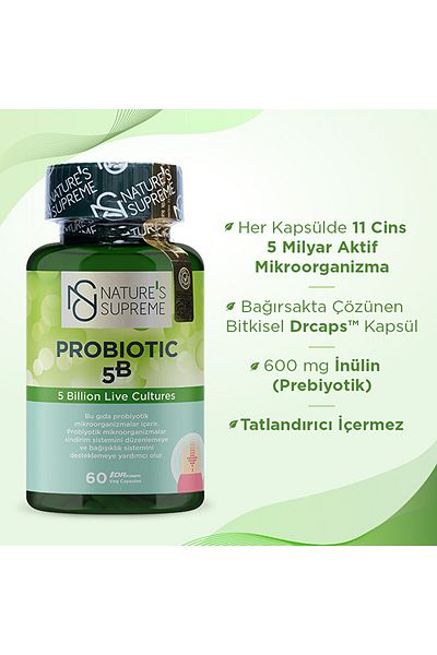 Nature's Supreme Probiotic 5B 60 Capsules - Unflavored Capsule