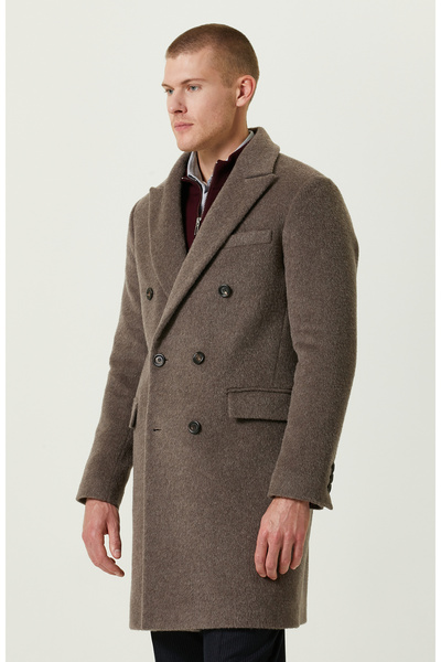 Network Kruvaze Yaka Balıksırtı Vizon Palto