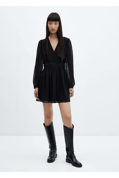 MANGO Woman Bead Detailed Short Dress