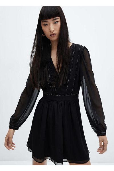 MANGO Woman Bead Detailed Short Dress