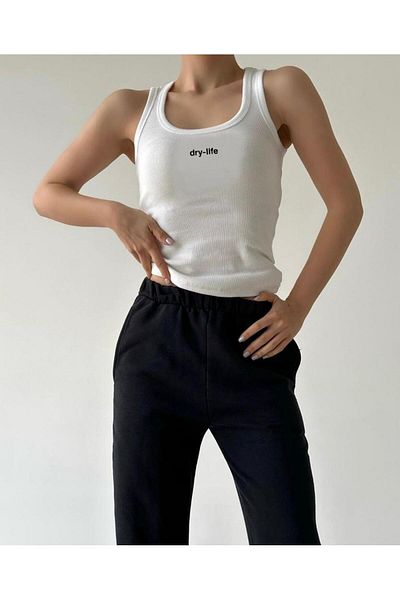 DryMod Ribbed Halter Neck Printed Long Tank Top T-Shirt