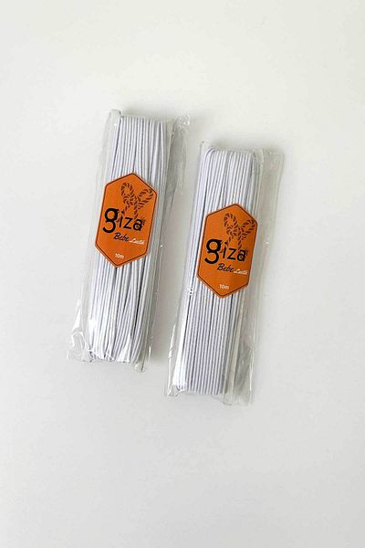 GİZA White Baby Elastics, 10-Meter Waist Leg Frost Elastics, Skirt Waist Elastics, Soft Rubber Set of 2