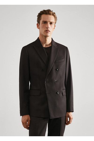 MANGO Man Double Breasted Cut Slim Blazer Jacket